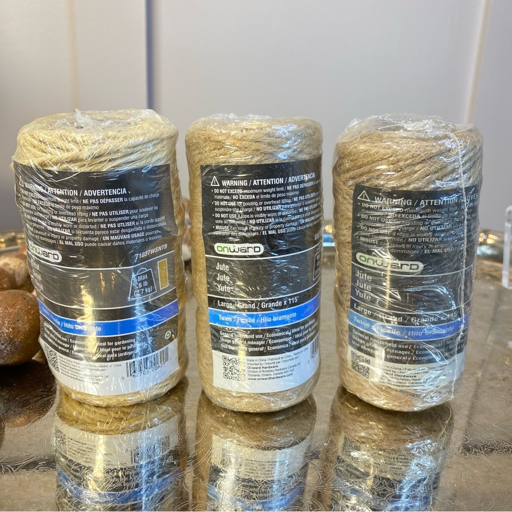 Onward Jute Heavy Duty Brown Sisal Twine 100ft String set of 3